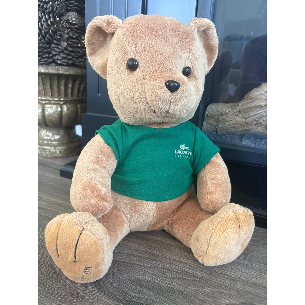 Vintage Lacoste Parfums Limited Edition Teddy Bear Plush Green Shirt Collectible